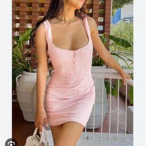 Beginning Boutique Light Pink Eyelet Scoop Mini Dress